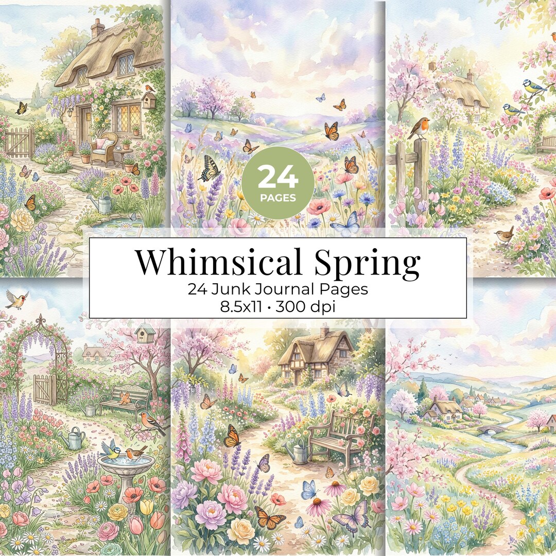 Spring Journal Pages Whimsical Spring Journal Pages, Cottagecore Storybook Printable Papers ...