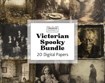 Gothic Halloween Digitales Papier Haunted Mansion viktorianische Gruselige Hintergründe zum ausdrucken für Junk Journals & Halloween Bastelarbeiten