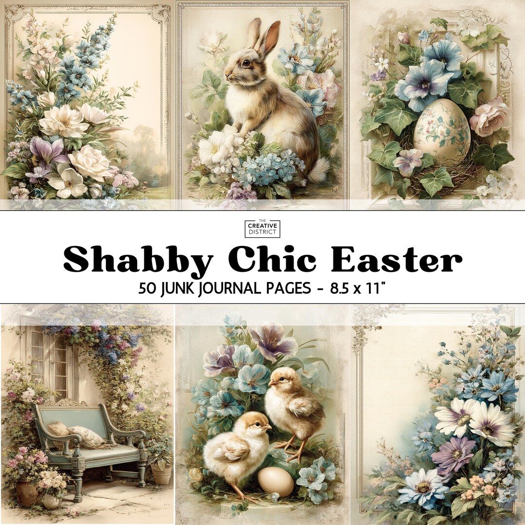 Shabby Chic Easter Junk Journal Pages – 50 Spring Theme Papers With ...