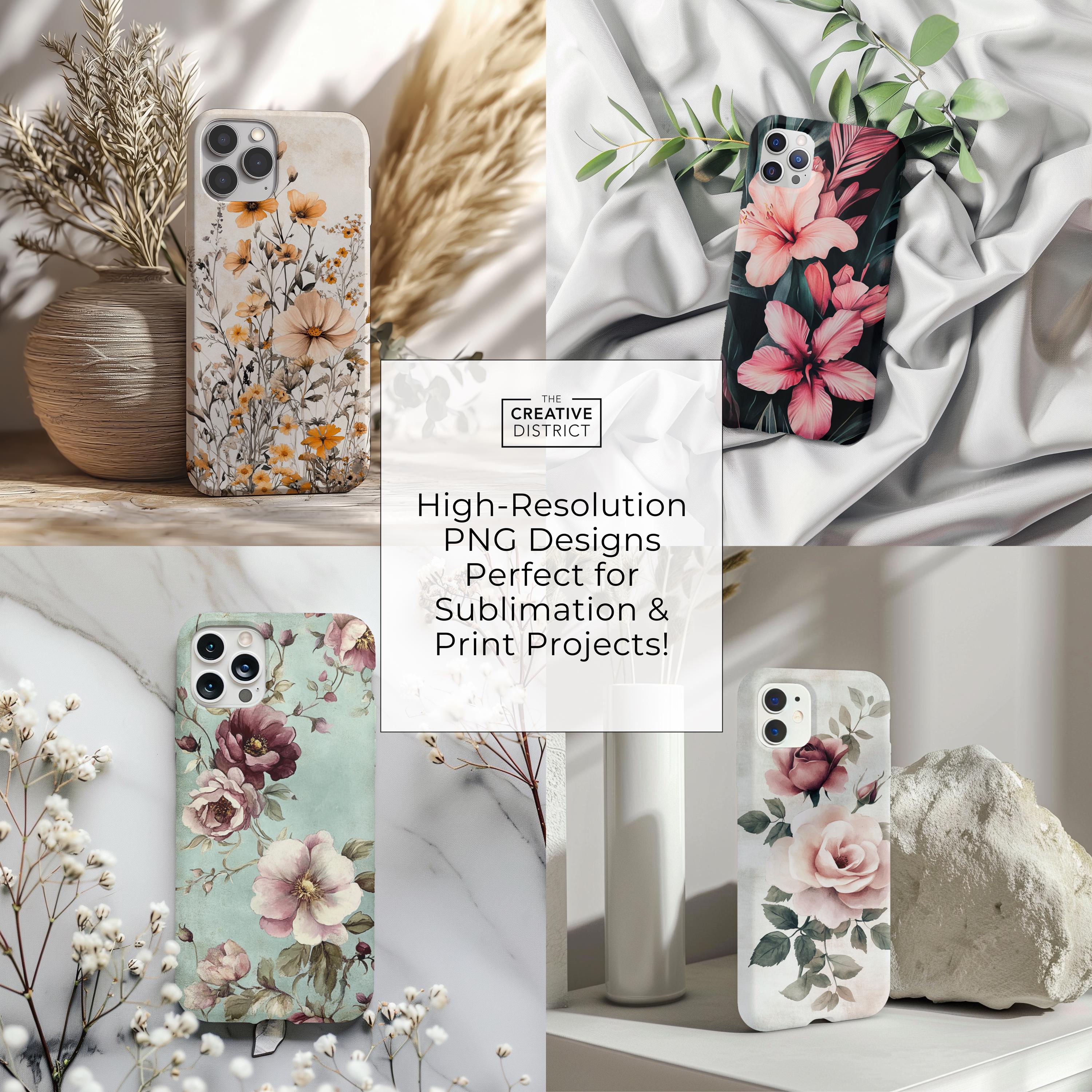Phone Raps Vintage Floral Phone Wraps PNG – 24 Sublimation Phone Case Designs ...