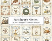Farmhouse Kitchen Labels, Rustic Pantry Labels, DIY Kitchen Labels, Recipe Journal Kit, Cooking Planner Stickers, Junk Journal Recipe Cards