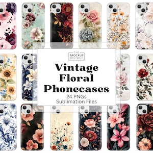 Telefonhülle PNG Bundle Vintage Floral Sublimation Telefonhülle Designs Druckbare Smartphone & iPhone Hülle Grafiken