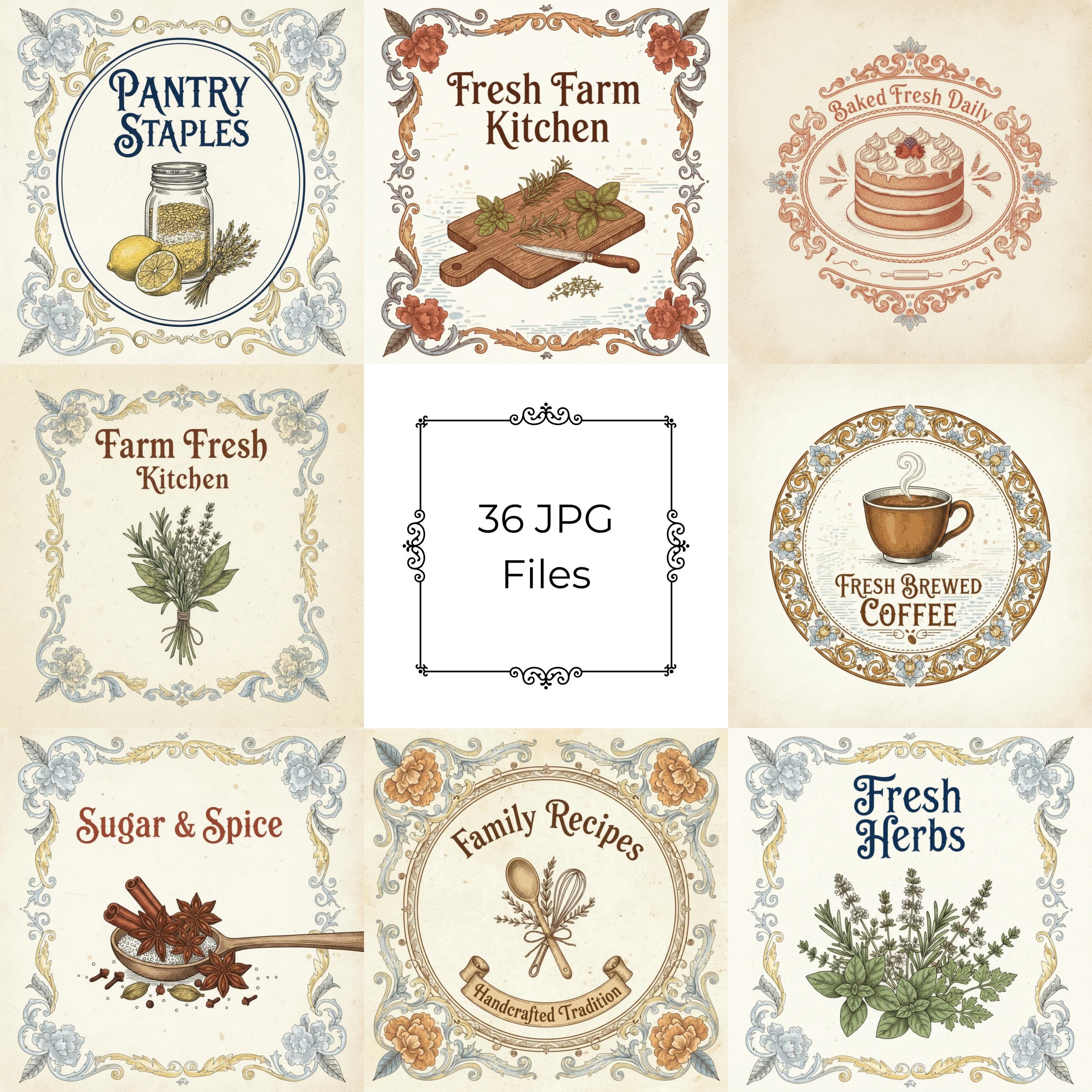 Farmhouse Kitchen Labels, Rustic Pantry Labels, DIY Kitchen Labels ...