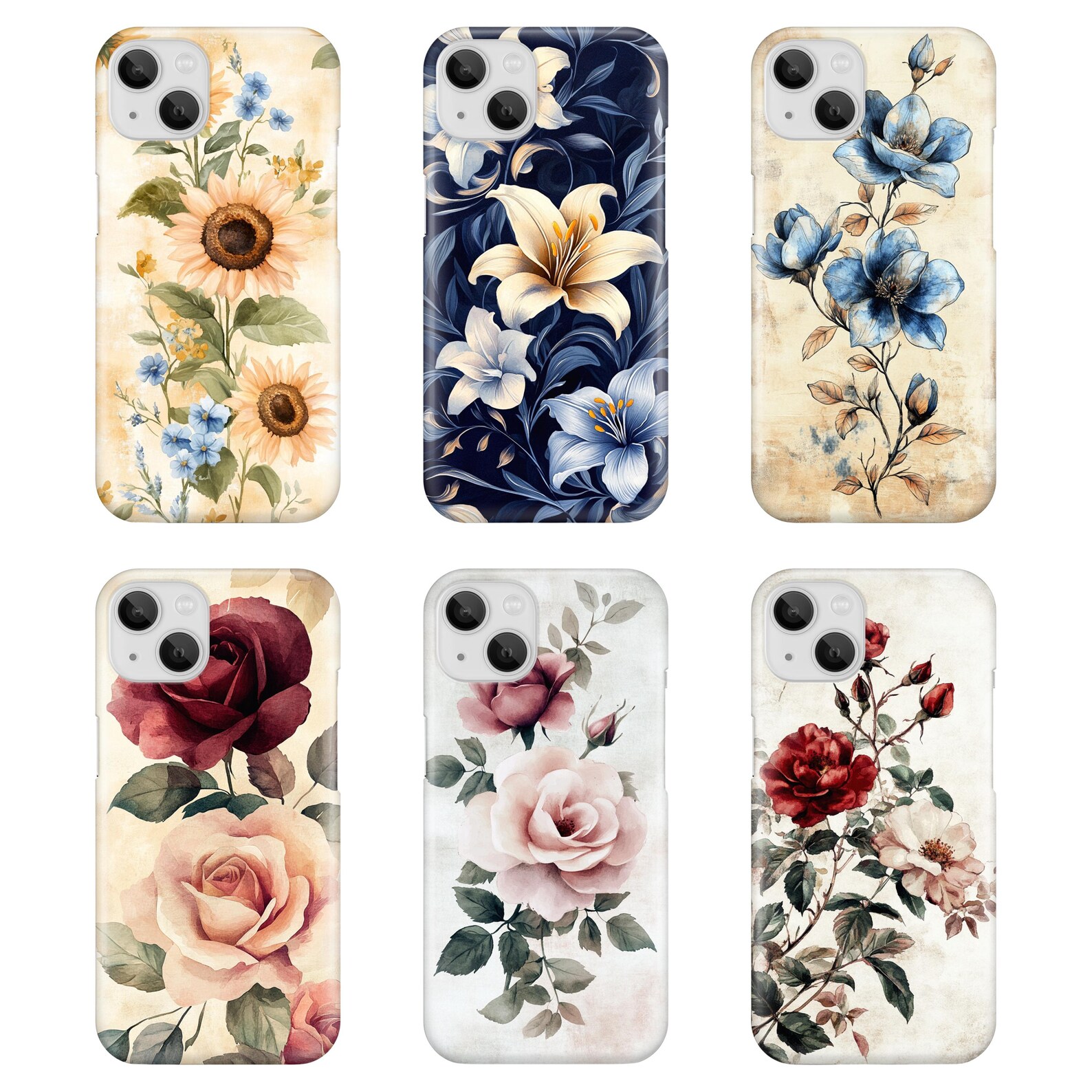 Phone Raps Vintage Floral Phone Wraps PNG – 24 Sublimation Phone Case Designs ...