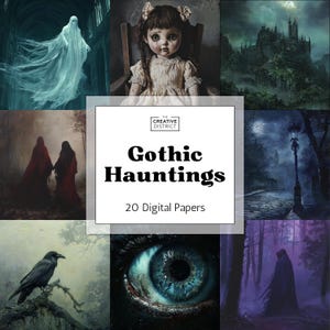 Gothic Halloween Digital Paper Dark Vintage Printable Kit for Junk Journals Haunted Scrapbook Pages Horror Art Spooky Halloween Craft Paper