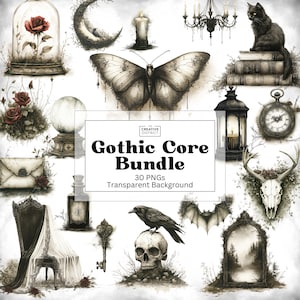 Gothic Spellbook Dark Clipart PNG – Pretty Grunge Antique Ledger Paper, Rose Gothic Bookish Graphics for Journals, Smashbooks, and Stickers image 1