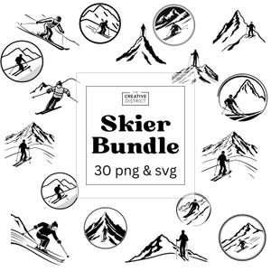 Ski Clipart Bundle Png SVG Ski Alpin Grafiken Winter Sport Ski druckbare Abenteuer Clipart Après Ski Schnee Aktivitäten Design