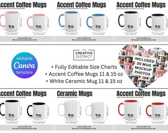 Mug Size Chart for POD Sellers – Mug Color Guide for Accent & Sublimation Mugs – Printable Mug Comparison Chart PNG PDF