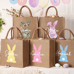 Personalisierte Ostern Tragetaschen,Ostern Geschenk Tasche,Ostern Taschen mit Namen,Benutzerdefinierte Osterhase Geschenktasche,Eier jagen Tasche Geschenk für Kind