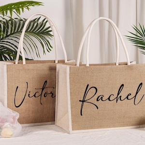 Personalized Bridesmaid Gift Bags,Gift Tote Bags,Monogram Beach Jute Bag,Wedding Gift Bags,Bridesmaid Proposal Gifts,Party Gift Bags