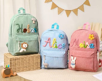Custom Toddler Backpack,Personalized Kids Backpack,School Bag With Name,Corduroy Bag,Kid Gift,Daycare Bag with name,Bag for Back to School