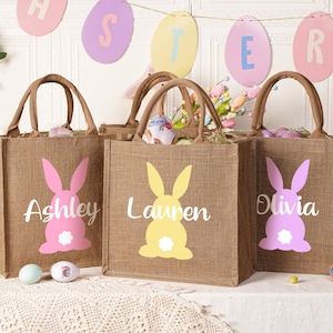 Personalized Easter tote bags,Easter bags with name,Custom Easter bunny gift bag,Easter baskets,Easter gift bag,Egg hunt bag gift for kid
