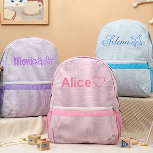 Sacs à dos personnalisés pour bébé, sac à dos pour tout-petit, sac à dos avec nom personnalisé, sac à monogramme, cadeaux pour elle, sac à dos en crépon, cartable d'école