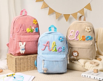 Sac à dos personnalisé pour tout-petit, sac à dos personnalisé pour enfant, cartable avec nom, sac en velours côtelé, cadeau enfant, sac de garderie avec nom, sac pour la rentrée