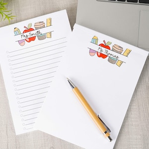 Bloc-notes personnalisé avec nom d'enseignant,Cadeau de rentrée scolaire,Cadeaux de remerciement pour enseignant,Fournitures personnalisées pour enseignant,Bloc-notes liste de choses à faire,Cadeaux de fin d'année