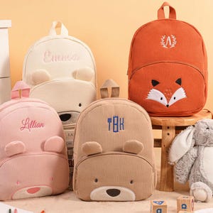 Personalisierter bestickter Kinderrucksack, Monogrammrucksack für Kinder, Rucksack mit individuellem Namen, Jungen-Mädchen-Tasche, Kinderschultasche, Schultasche