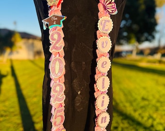 Boy Graduation Leis Graduation Leis Grad Leis Kid Graduation Leis Theme graduation Leis Half and Half graduation Leis 2 Ribbon Color leis