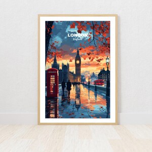 Cartaz para impressão de Londres, cartaz de viagem, impressão digital, arte de parede, presente exclusivo
