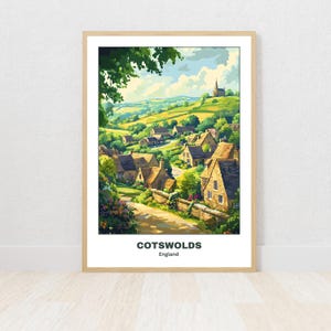 Cartaz para impressão de Cotswolds, cartaz de viagem, impressão digital, arte de parede, presente exclusivo, decoração para casa, download instantâneo, Inglaterra Reino Unido