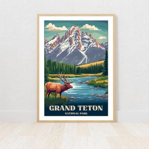 Grand Teton National Park Vintage druckbare Poster, Reise Poster, Digitaldruck, Wandkunst, einzigartiges Geschenk, Home Decor, Sofort Download