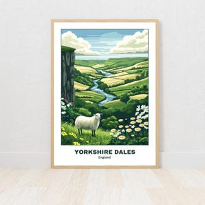 Cartaz para impressão de Yorkshire Dales, pôster de viagem, impressão digital, arte de parede, presente exclusivo, decoração para casa, download instantâneo, Inglaterra Reino Unido