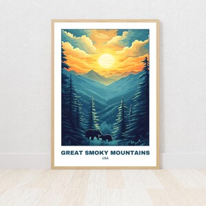 Great Smoky Mountains National Park Vintage Printable Poster, Travel Poster, Digital Print, Wall Art, Unique Gift, Home Decor