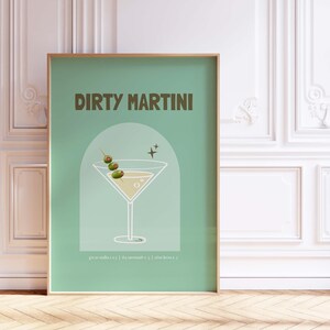 Dirty Martini Poster Print | Martini Cocktail Poster |  Kitchen Cocktail Poster | Signature Cocktail Poster | Trendy Drink Poster Print