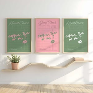 Sage Green Aesthetic |Guest Check Prints | Girly Preppy Decor | Trendy Wall Art Sage Green Pink | Preppy Wall Art |  Trendy Green Printable