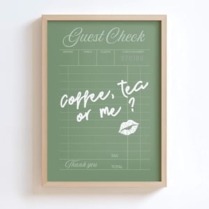 Guest Check Digital Art | Sage Green Aesthetic | Preppy Wall Art | Girly Preppy Decor | Trendy Wall Art Sage Pink and Green | Cubicle Decor