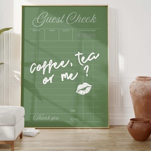 Sage Green Aesthetic | Guest Check Prints | Preppy Wall Art | Retro Text Poster | Trendy Wall Art Sage Green Pink | Trendy Green Printable