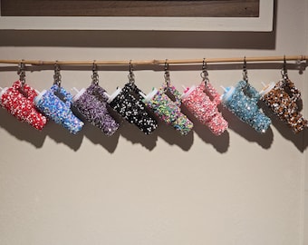 Rhinestone Tumbler Chapstick Holder Keychain Handmade | Tumbler Keychain| Change Holder | Sequence Glitter Rhinestone Bling Bling Keychain