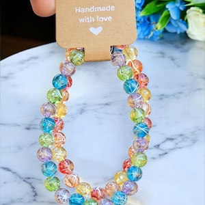 Colorful Acrylic Splat Bead Stretchy Bracelets Set of 2