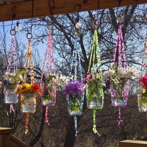 Boho Style Handmade Beaded Plant and Propagation Hangers For 4-6&quot; Pots | You Pick Color