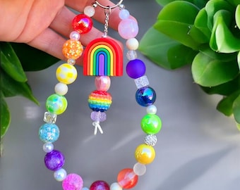 Colorful Rainbow Beaded Keychain – Charm Accessory | Car Hanger| Ornament | Purse or backpack accessory | LGBTQ| Pride
