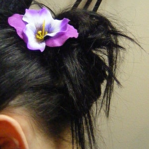 Pretty Purple PANSY customizable on bobby pins, barrettes, combs or alligator clips image 1