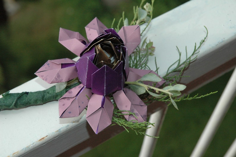 Boutonniere, Corsage, Buttonhole Everlasting paper lotus image 3