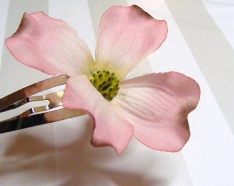 Pink DOGWOOD - customizable on bobby pin, barrette, comb or alligator clip