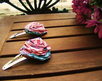 Paper ROSE hair clips - fully customizable - any type of paper, any type of clip