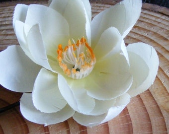 LOTUS lovers - white - customizable on bobby pin, barrette, comb or alligator clip