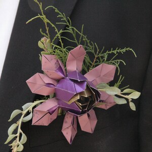 Boutonniere, Corsage, Buttonhole Everlasting paper lotus image 1