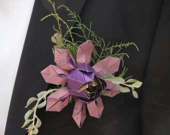 Boutonniere, Corsage, Buttonhole - Everlasting paper lotus