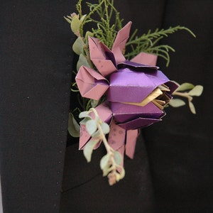 Boutonniere, Corsage, Buttonhole Everlasting paper lotus image 2