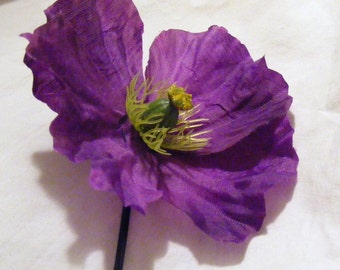 POPPY love - purples - customizable on bobby pin, barrette, comb or alligator clip