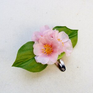 CHEERY BLOSSOM / SAKURA hair pin with foliage - fully customizable on bobby pin, barrette, comb or alligator clip