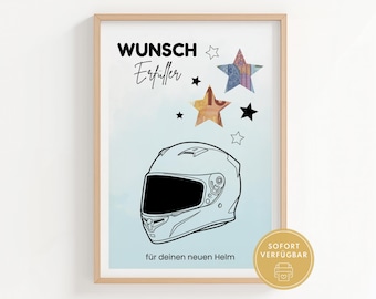 Motorhelm cadeaubon, helm cadeaubon, bromfietshelm cadeaukaart, A4 PDF-sjabloon om te downloaden