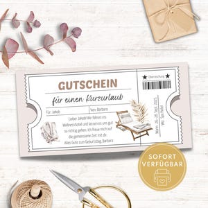 Gutschein Kurzurlaub Wellness, Reisegutschein Vorlage zum Verschenken, Kurzurlaub Geschenkidee, Wochenendtrip Gutschein zum Ausdrucken