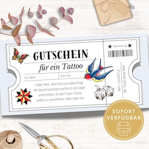 Bon de tatouage à offrir, modèle de bon de tatouage, cadeau en espèces pour tatouage, créer un bon comme idée cadeau pour un ami ou un frère