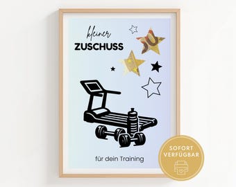 Gift voucher for fitness - printable gift certificate, gym gift, downloadable A4 PDF template