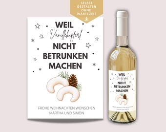 Wine label for Christmas as a small token of appreciation, fun Christmas wine gift, wine souvenir for Christmas, Canva template