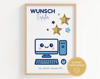 Computer gift voucher as a creative last-minute gift, A4 PDF template for download